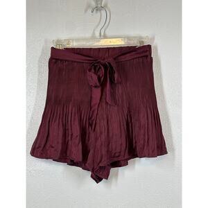 She + Sky Silky Pleated Skorts S Burgandy Wine Dark Academia Preppy Gossip Girl